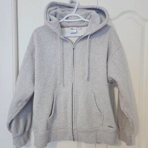 Aritzia Cozy Fleece Boyfriend Zip Hoodie Size M Heather Chrome